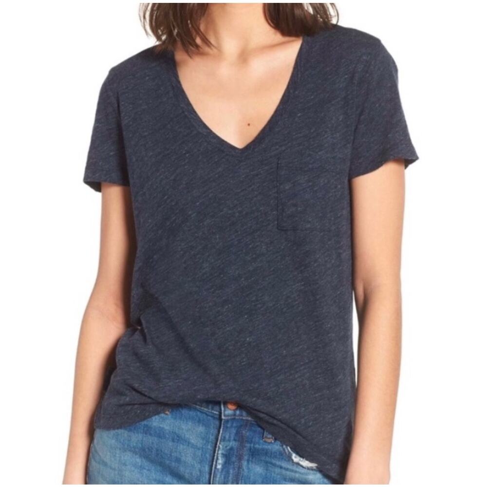 Madewell Whisper Cotton V Neck Pocket Tee XS Blue